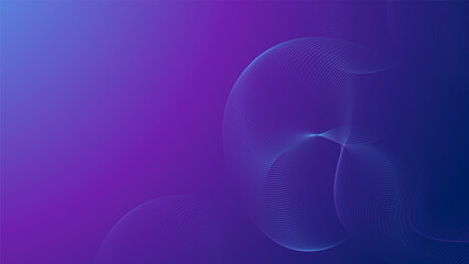 Abstract blue and purple gradient background with shiny lineart waves design