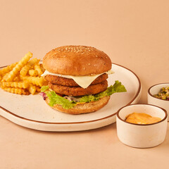 masala aloo tikki press burger for restaurant menu
