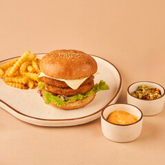masala aloo tikki press burger for restaurant menu