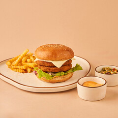 masala aloo tikki press burger for restaurant menu