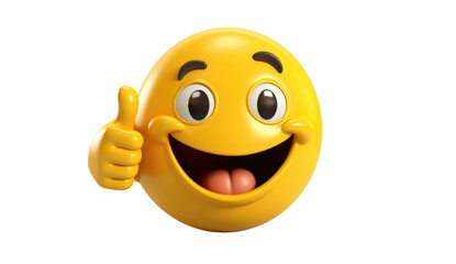 Fototapeta premium emoji smiling and giving a thumbs up isolated on transparent white background, clipping path