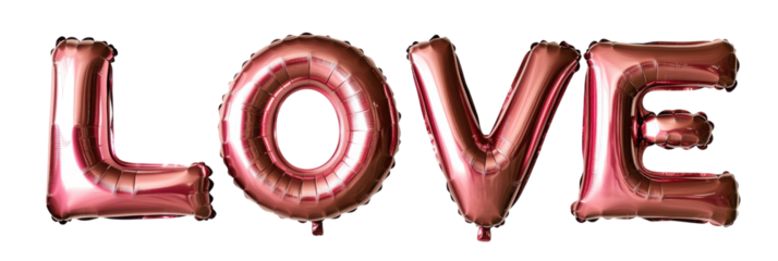 Rose gold love balloons against transparent background png