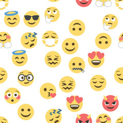 Seamless pattern of emoticons and emoji, emoji vector illustration, emoji background for social network.
