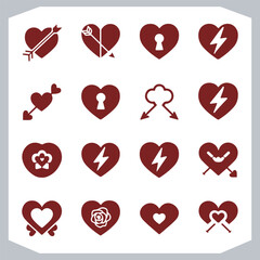 Romantic Red Heart Icons Full Vector Style Collection