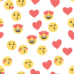 Seamless pattern of emoticons and emoji, emoji vector illustration, emoji background for social network.