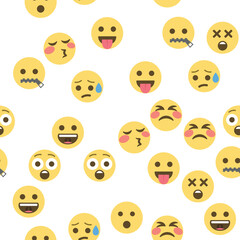 Fototapeta premium Seamless pattern of emoticons and emoji, emoji vector illustration, emoji background for social network.