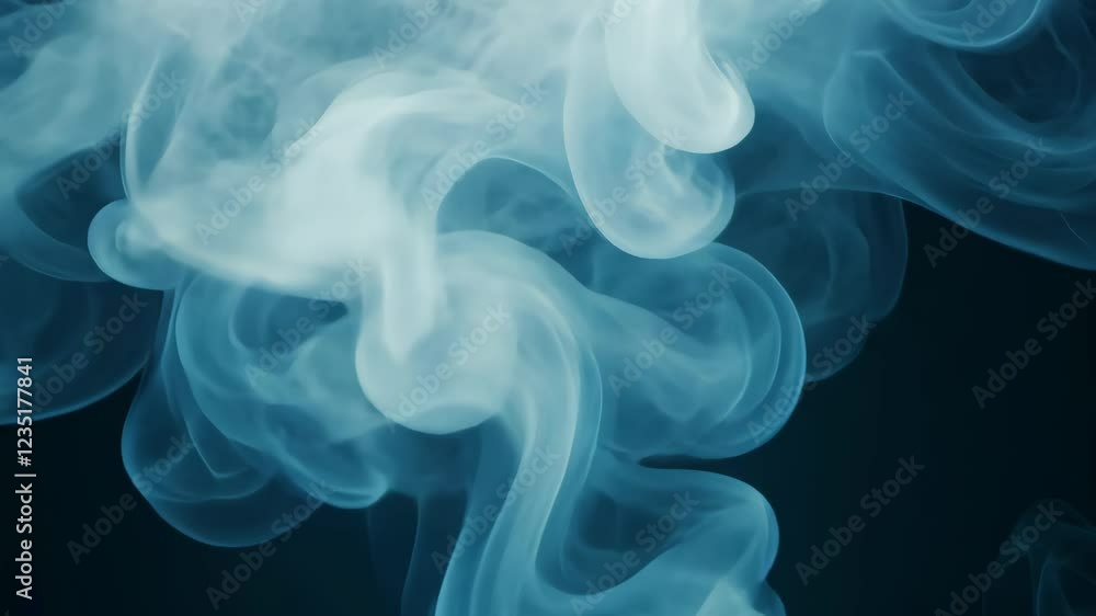 Poster abstract swirling white smoke animation on black background capturing ethereal motion and mystical a