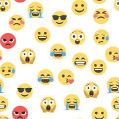Seamless pattern of emoticons and emoji, emoji vector illustration, emoji background for social network.