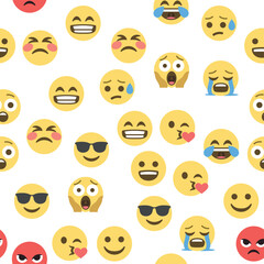 Seamless pattern of emoticons and emoji, emoji vector illustration, emoji background for social network.