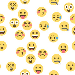 Seamless pattern of emoticons and emoji, emoji vector illustration, emoji background for social network.