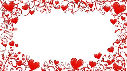 Red Hearts Floral Frame Romantic Design