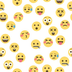 Seamless pattern of emoticons and emoji, emoji vector illustration, emoji background for social network.