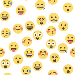 Seamless pattern of emoticons and emoji, emoji vector illustration, emoji background for social network.