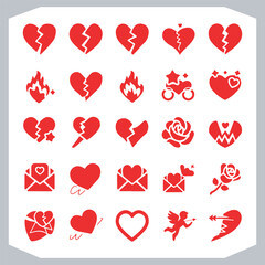Heart Vector Icon Collection Silhouette Designs for Love and Romance