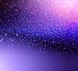 Fototapeta premium Night cloudy sky. Purple and blue abstract space with stars and sparkles. Cute dreamy wallpaper with magic light. Dark evening heaven landscape.gradient sunrise with twilight calm dusk.generative ai