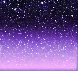 Fototapeta premium Night cloudy sky. Purple and blue abstract space with stars and sparkles. Cute dreamy wallpaper with magic light. Dark evening heaven landscape.gradient sunrise with twilight calm dusk.generative ai