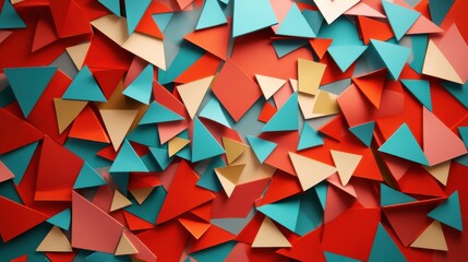 Colorful Geometric Triangles with Red, Blue, and Beige Background
