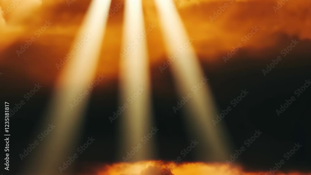 Poster golden rays of light shining through a cloudy sky creating a dramatic atmosphere. abstract nature ba