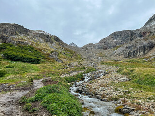 Argentina, Ushuaia - 2023, February: river in the mountains, way to Vinciguerra 