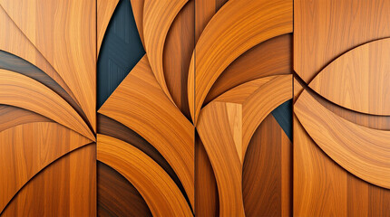 The flowing shapes of wood and design create a stunning aesthetic experience. Wood panels