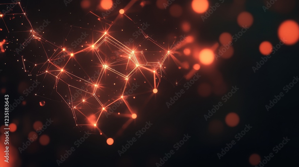 Poster abstract network connections with glowing nodes and sparks