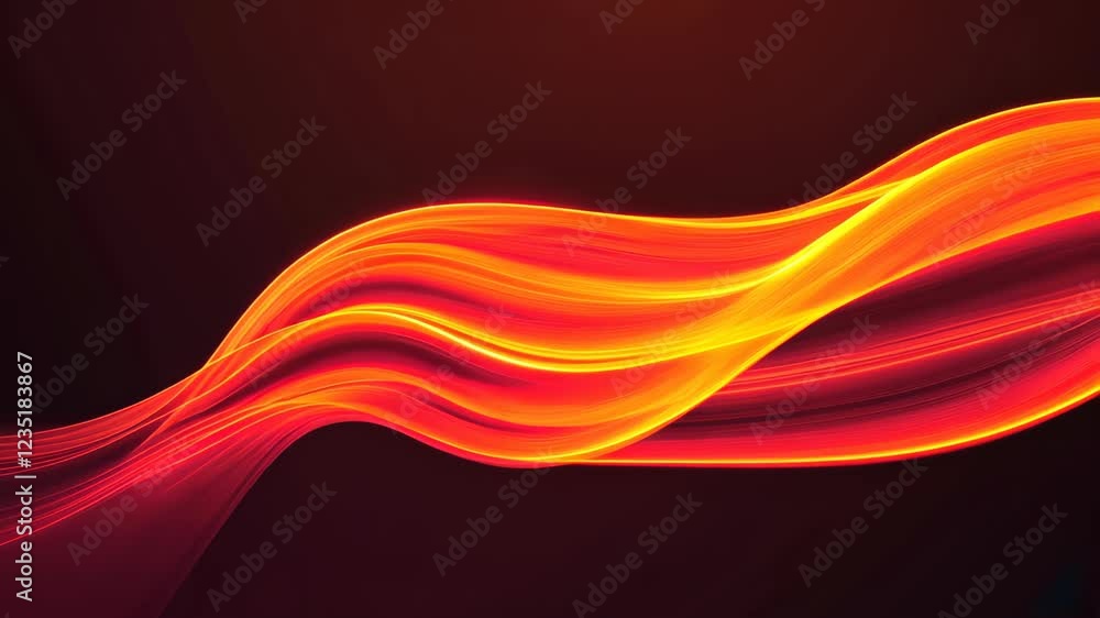 Poster vibrant neon light trails forming dynamic abstract shapes on dark background for modern design conce