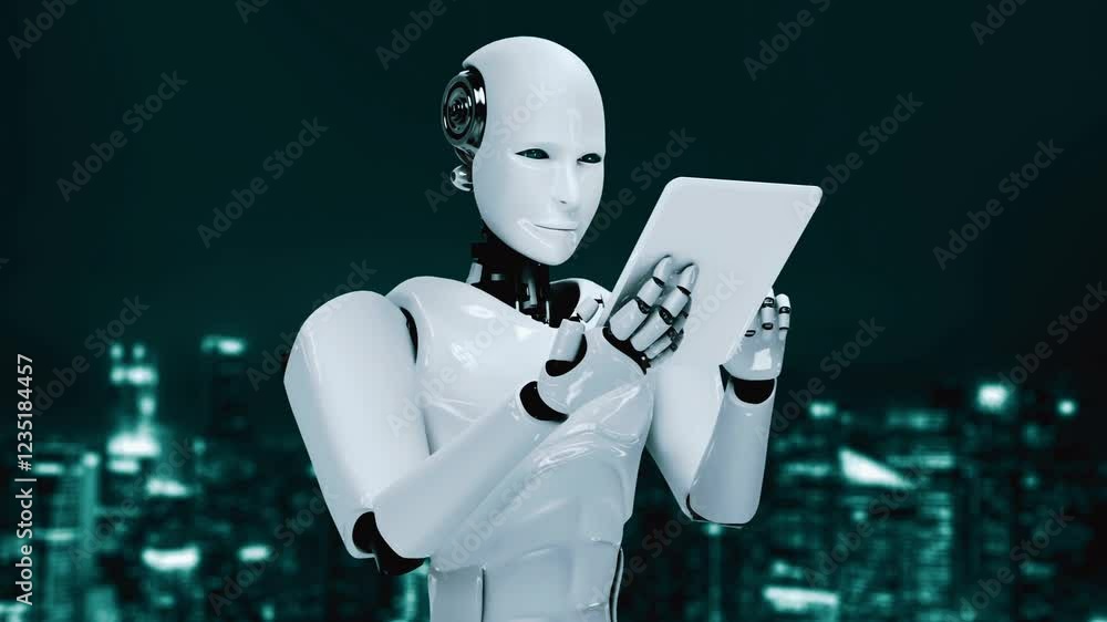 Poster future financial technology controll by ai robot huminoid uses machine learning and artificial intel