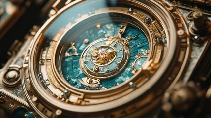 Obraz premium Detailed close-up of intricate steampunk clockwork mechanism