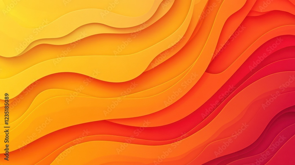 Aufkleber abstract waves of yellow and red in smooth gradient design