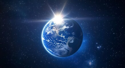 Obraz premium Stunning Earth From Space Sunrise Planet Wallpaper