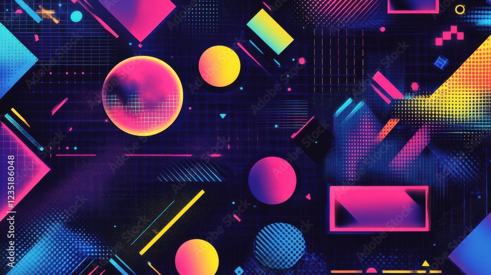 Poster abstract colorful geometry background with vibrant shapes and patterns