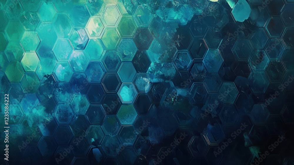 Aufkleber abstract blue hexagonal pattern with textured background design