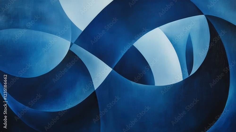 Poster abstract blue wave forms with smooth curves and gradients
