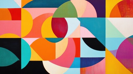 Obraz premium Colorful Geometric Abstract Design with Circular and Angular Shapes