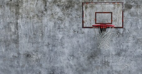 Grunge Concrete Wall Basketball Hoop Background Image