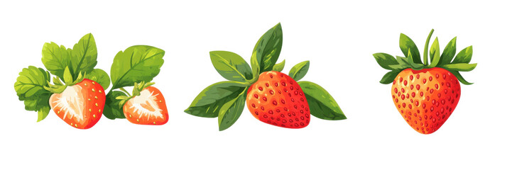 Lebendige Erdbeeren mit gr&uuml;nen Bl&auml;ttern, die Frische und nat&uuml;rliche Anziehungskraft ausstrahlen png