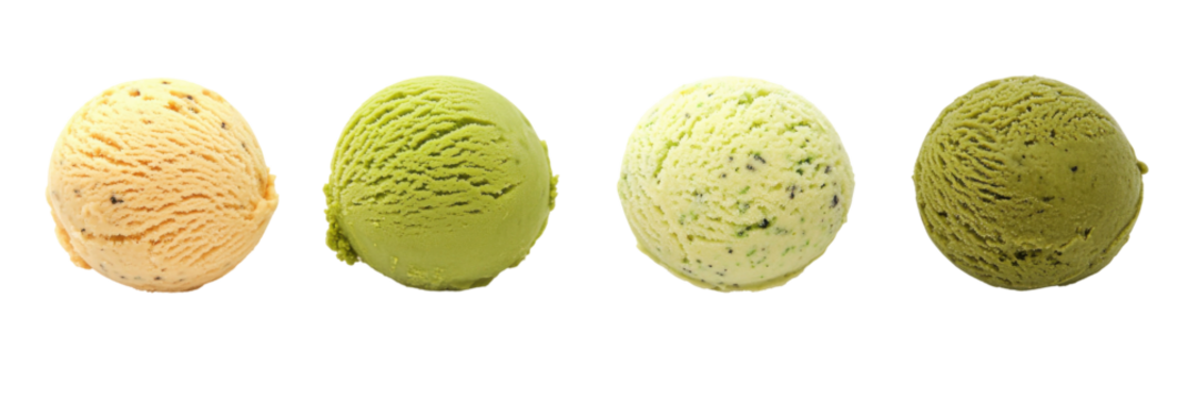 Auswahl an bunten Eiskugeln: Orange und Grün auf transparentem Hintergrund png