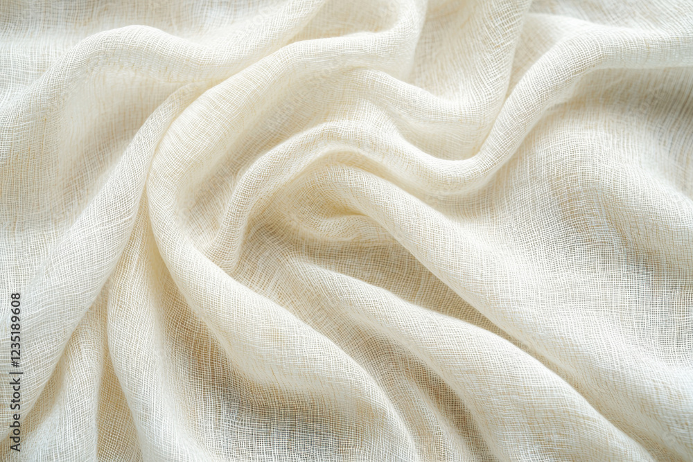 Poster soft off-white muslin fabric texture displaying fine threads and subtle transparency ideal for minim