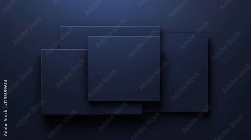 Poster abstract dark blue background with overlapping square shapes