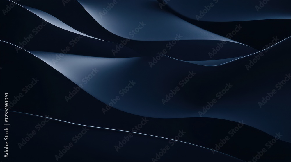 Poster abstract dark waves flowing seamlessly in smooth curves and patterns