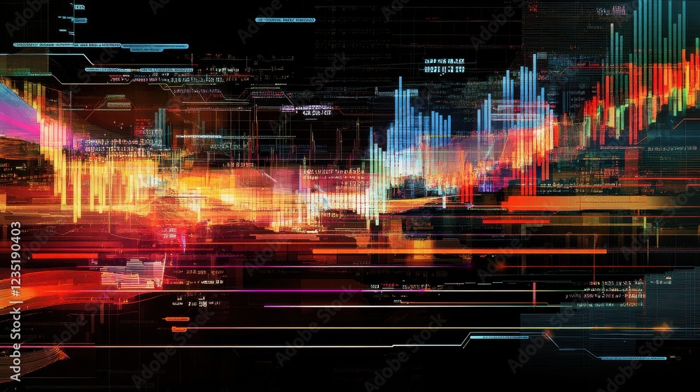 Poster dynamic abstract digital visualization of data analysis trends
