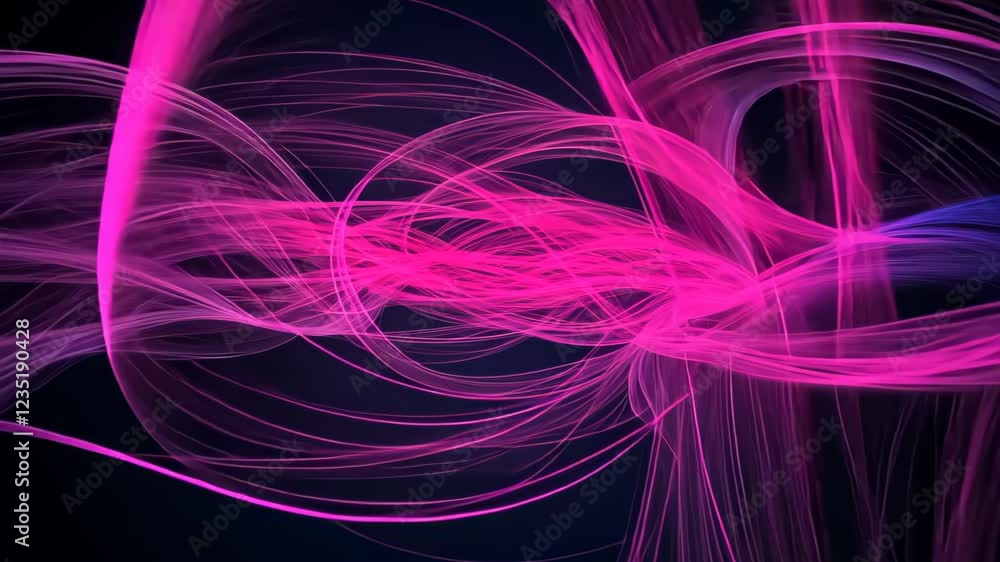 Aufkleber big data visualization with abstract digital waveforms in futuristic bright pink and blue colors on 