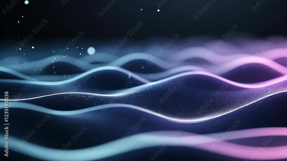 Aufkleber big data visualization with abstract digital waveforms in futuristic bright pink and blue colors on 