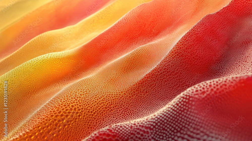 Poster textured waves of abstract orange and red colors in soft gradients
