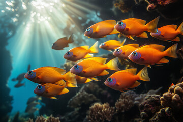 Naklejka premium Fishes in Ocean