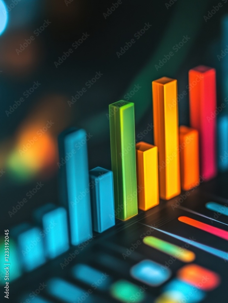 Poster keyword and digital concept. interactive bar chart showing conversion rates for each high-performing