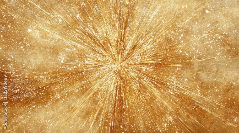 Poster radiant gold burst with sparkles and dynamic light effects