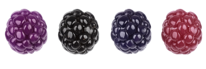 Reihe bunter Gummibärchen: lila, schwarze, blaue, rote Gelatinebonbons mit Himbeergeschmack png