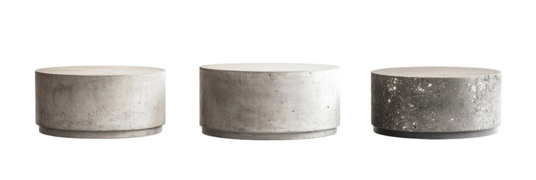 Minimalistische Zylinderhocker aus Beton im industriellen Stil in verschiedenen Texturen f&uuml;r moderne Innenr&auml;ume png