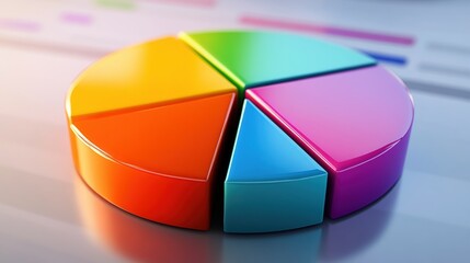 Obraz premium A 3D rendered pie chart with a gradient background.